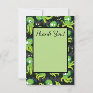Boo Octopus Green Kids Clothing & Décor Thank You Card