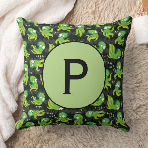 Boo Octopus Green Kids Clothing & Décor Throw Pillow