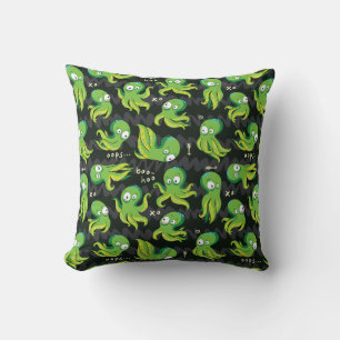 Boo Octopus Green Kids Clothing & Décor Throw Pillow