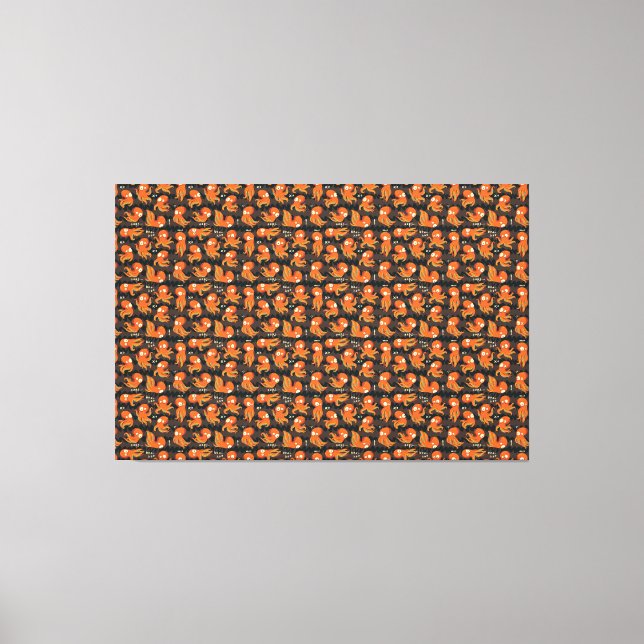 Boo Octopus Orange & Black Kids Clothing & Décor Canvas Print (Front)