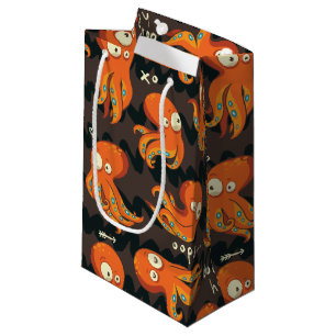 Boo Octopus Orange & Black Kids Clothing & Décor Small Gift Bag