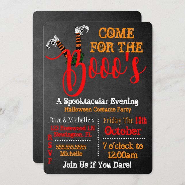 Boo On Halloween Booze And Boo's Cocktail Party Invitation (Front/Back)