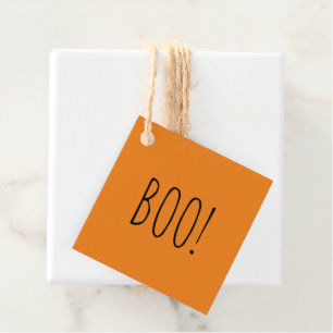 Boo orange black minimalist simple Halloween  Favour Tags
