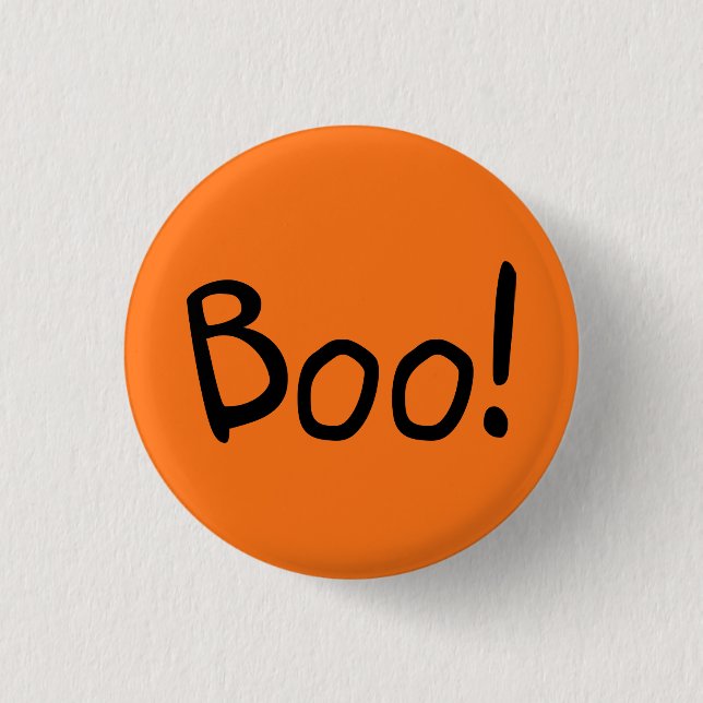 Boo orange cute handwritten typography Halloween 1 Inch Round Button (Front)