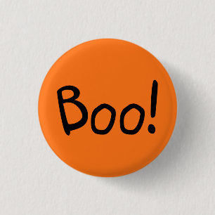 Boo orange cute handwritten typography Halloween 1 Inch Round Button