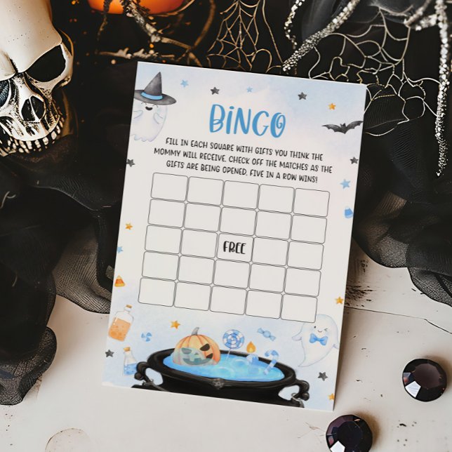 Boo-oy Halloween Baby Shower Bingo Game (Blue Oh Sheet Baby Shower Bingo Game)