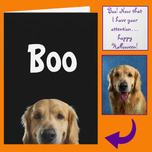 Boo! Peeking Golden Halloween Card-Add your photo! Card