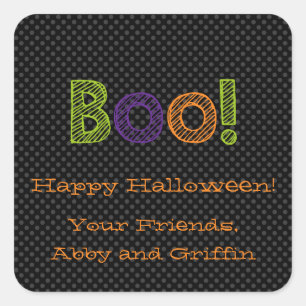 Boo!  Personalized Square Halloween Sticker