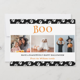 Boo Pet Paws Photo Happy Halloween  Holiday Card