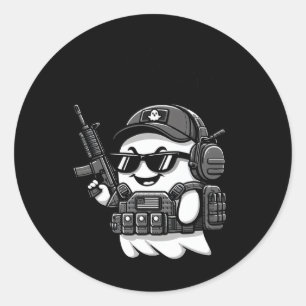 Boo Pew Tactical Ghost Costume Gun Lover Halloween Classic Round Sticker