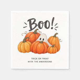 Boo Pumpkin Cute Ghost Kids Halloween Party Napkin