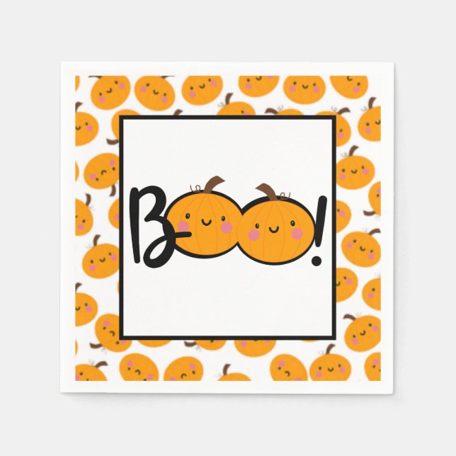 Boo Pumpkin Halloween Party Napkins (Front)