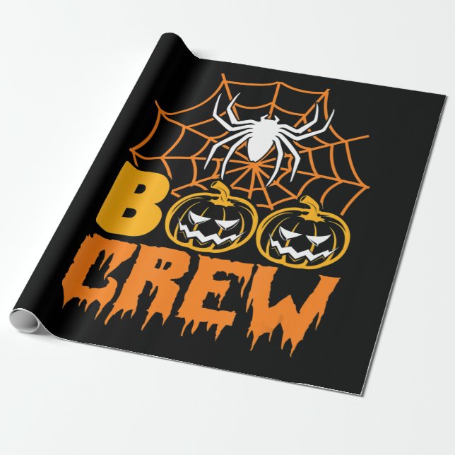 Boo Pumpkin Halloween Spider Nurse Halloween Party Wrapping Paper (Unrolled)