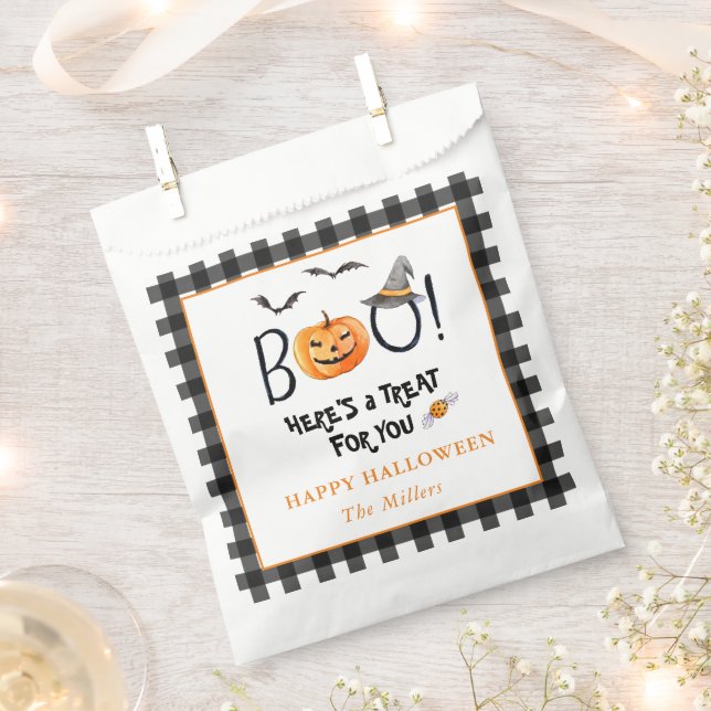 BOO Pumpkin Happy Halloween treat  Favour Bag (Clipped)