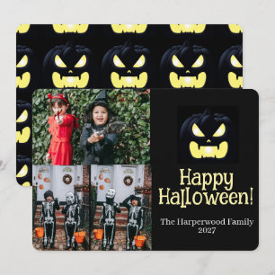 Boo pumpkin jack-o-lantern Halloween Photo Collage Holiday Card