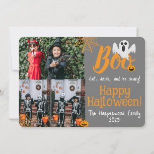 Boo pumpkin jack-o-lantern Halloween Photo Collage Holiday Card