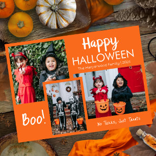 Boo pumpkin jack-o-lantern Halloween Photo Collage Holiday Card