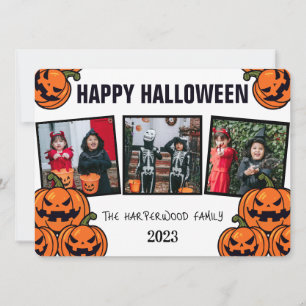 Boo pumpkin jack-o-lantern Halloween Photo Collage Holiday Card