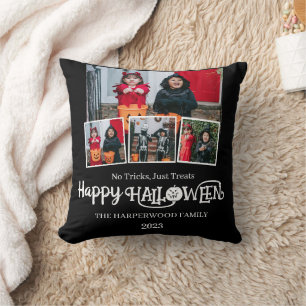 Boo pumpkin jack-o-lantern Halloween Photo Collage Throw Pillow