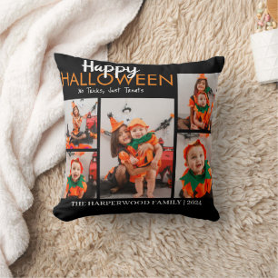 Boo pumpkin jack-o-lantern Halloween Photo Collage Throw Pillow