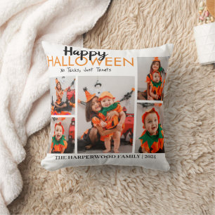 Boo pumpkin jack-o-lantern Halloween Photo Collage Throw Pillow