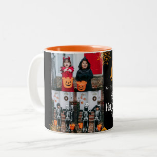 Boo pumpkin jack-o-lantern Halloween Photo Collage Two-Tone Coffee Mug