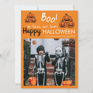 Boo pumpkin jack-o-lantern happy Halloween 1 Photo Holiday Card