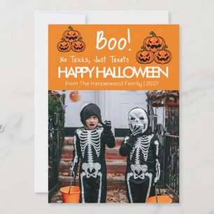 Boo pumpkin jack-o-lantern happy Halloween 1 Photo Holiday Card
