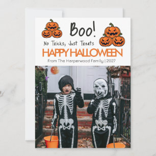 Boo pumpkin jack-o-lantern happy Halloween 1 Photo Holiday Card