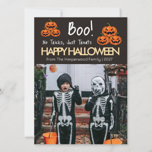 Boo pumpkin jack-o-lantern happy Halloween 1 Photo Holiday Card