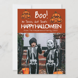 Boo pumpkin jack-o-lantern happy Halloween 1 Photo Holiday Card