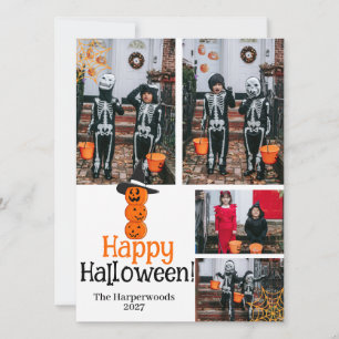 Boo pumpkin jack-o-lantern happy Halloween 4 Photo Holiday Card