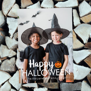 Boo pumpkin jack-o-lantern happy Halloween Photo Holiday Card