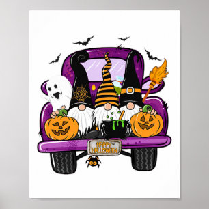 Boo Pumpkin Witch Gnomes In Halloween Truck Fun Ho Poster
