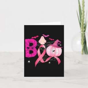 Boo Pumpkin Witch Pink Ribbon Breast Cancer Hallow Card