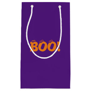 Boo! purple orange eyeballs typography Halloween Small Gift Bag