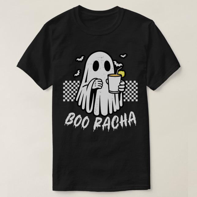 Boo Racha Funny Halloween Cute Ghost  T-Shirt (Design Front)