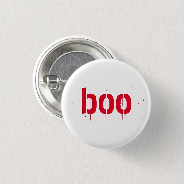 Boo red blood typography scary funny Halloween 1 Inch Round Button (Front & Back)