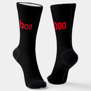 Boo red blood typography scary spooky Halloween Socks