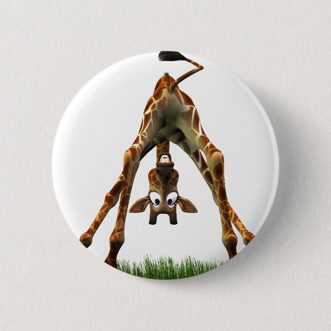 Boo! Says Olympia Giraffe. 2 Inch Round Button (Front)