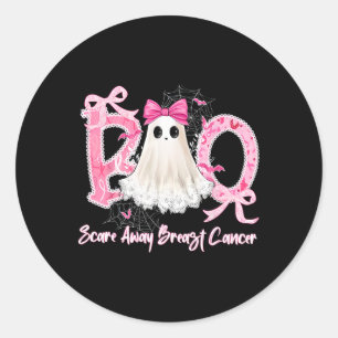 Boo Scare Away Breast Cancer Halloween Lace Ghost Classic Round Sticker