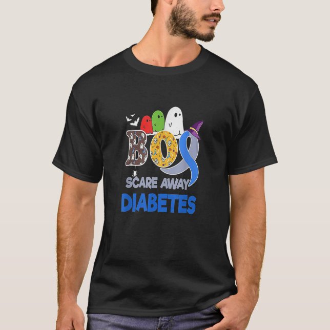 Boo Scare Away Diabetes Halloween day T-Shirt (Front)