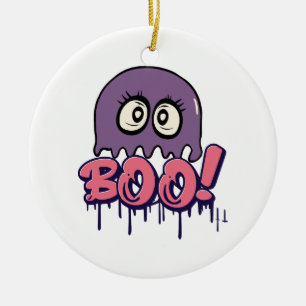 Boo scary ceramic ornament