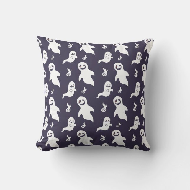 Boo Scary Ghost Halloween Throw Pillow (Front)