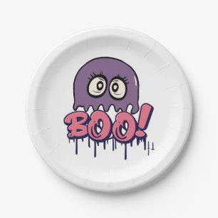 Boo scary paper plate