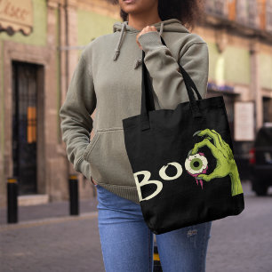 Boo Scary Witch Hand Holding Creepy Eye Halloween Tote Bag