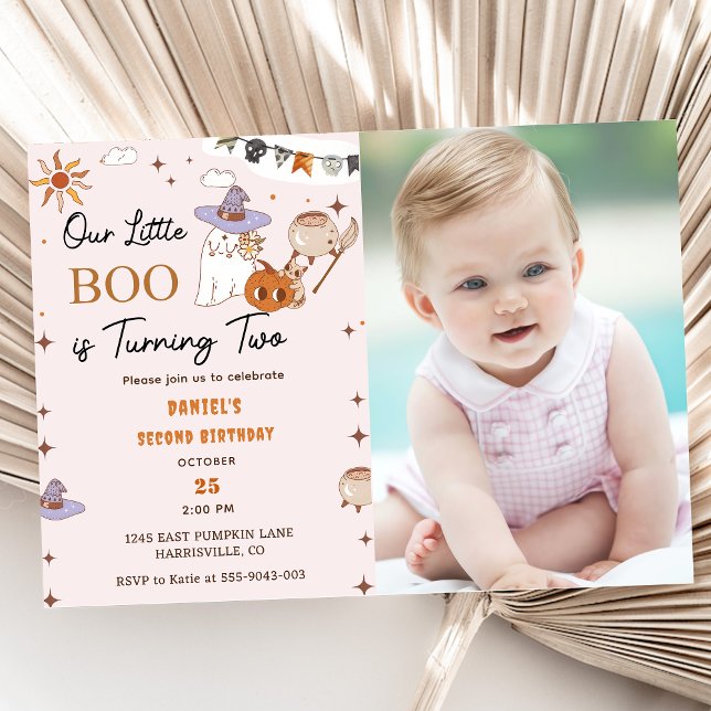 Boo Second Birthday Our Little Boo Is Turning Two Invitation (Creator Uploaded)
