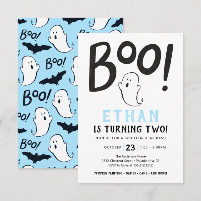 Boo! Second Birthday Party Halloween Invitation (Front/Back)
