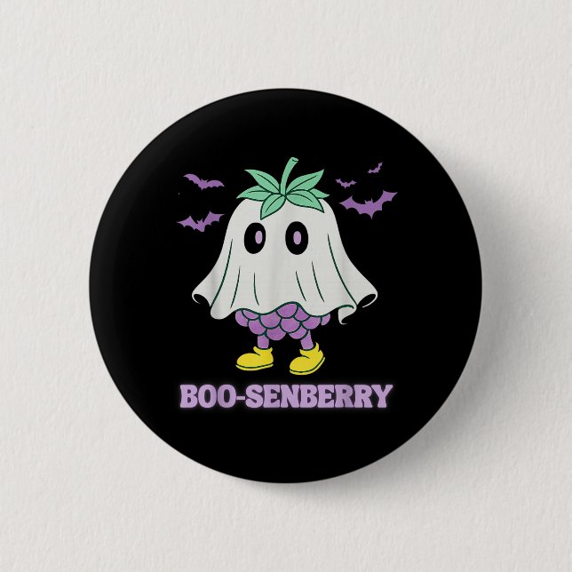 Boo-Senberry Boysenberry Ghost Spooky Funny 2 Inch Round Button (Front)