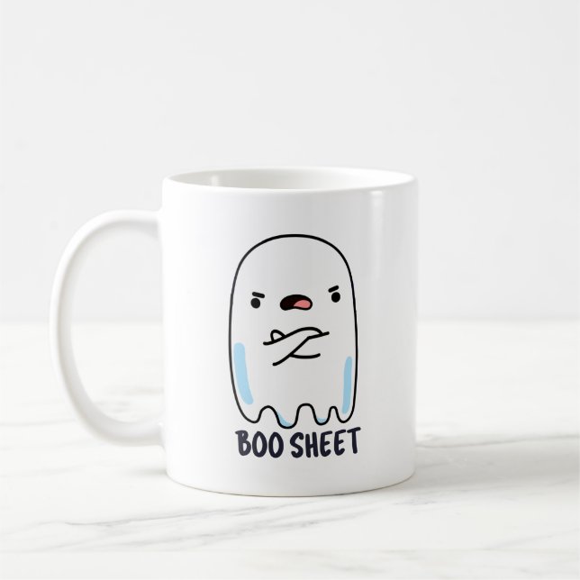 Boo Sheet Funny Halloween Ghost Pun  Coffee Mug (Left)